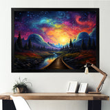 Starry Night Train tracks to the sky I - Train Canvas Wall Art