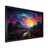 Starry Night Train tracks to the sky I - Train Canvas Wall Art