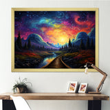 Starry Night Train tracks to the sky I - Train Canvas Wall Art