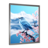 Japan blue bird Frost on pink Thistle - Bird Floral Wall Decor