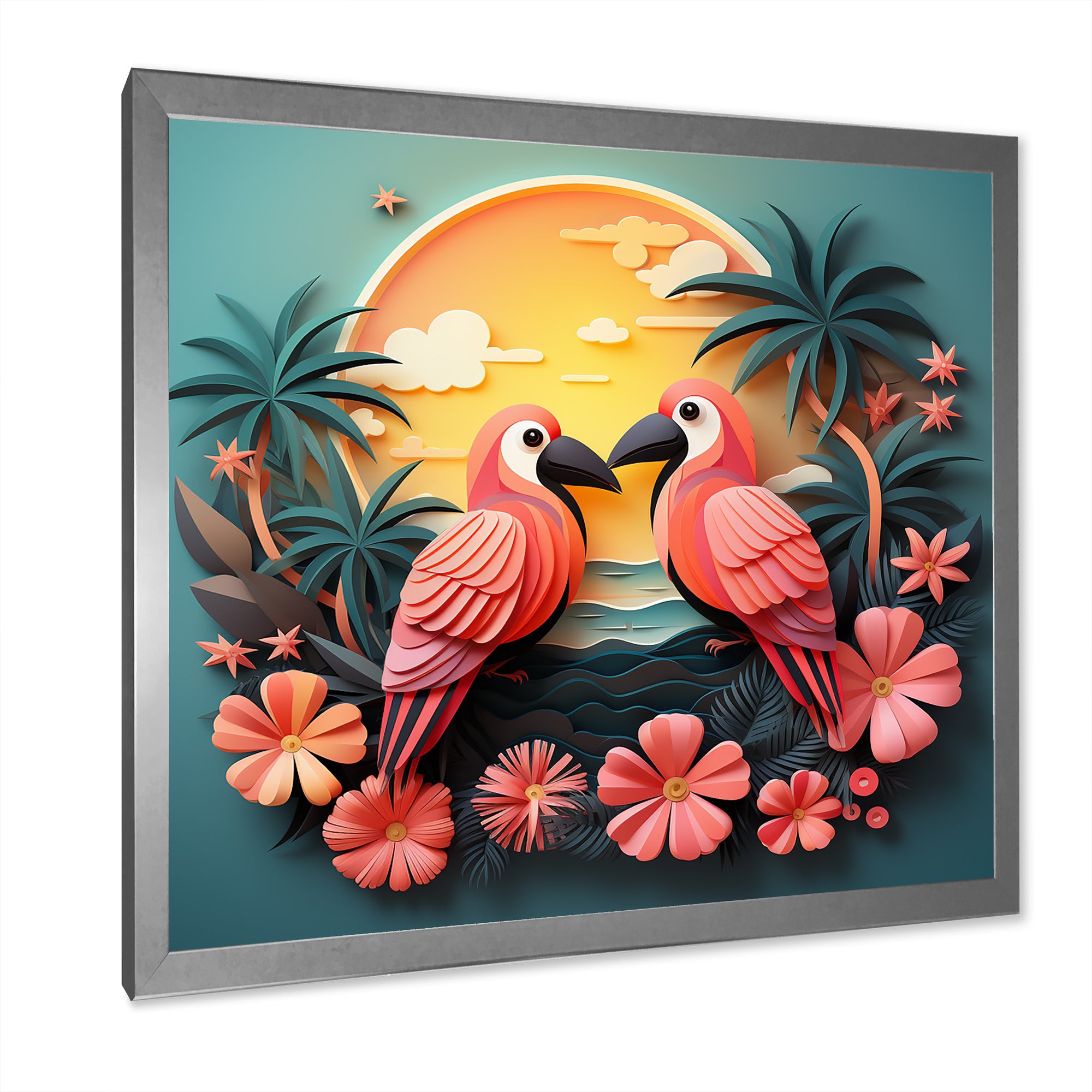 Pink Tropical Toucans - Bird Floral Wall Art Prints
