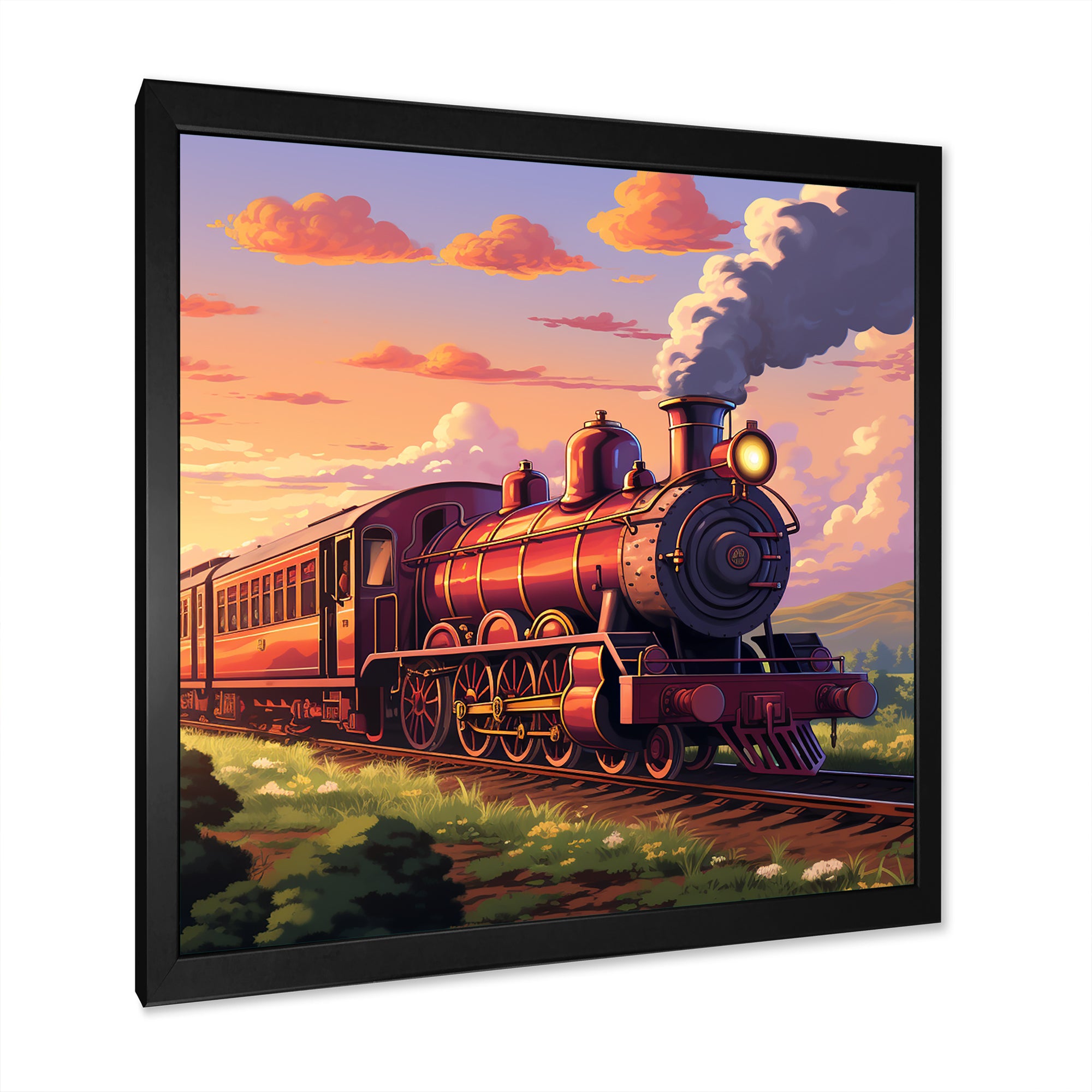 Sunset Train voyage in USA I - Train Canvas Wall Art