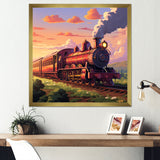 Sunset Train voyage in USA I - Train Canvas Wall Art