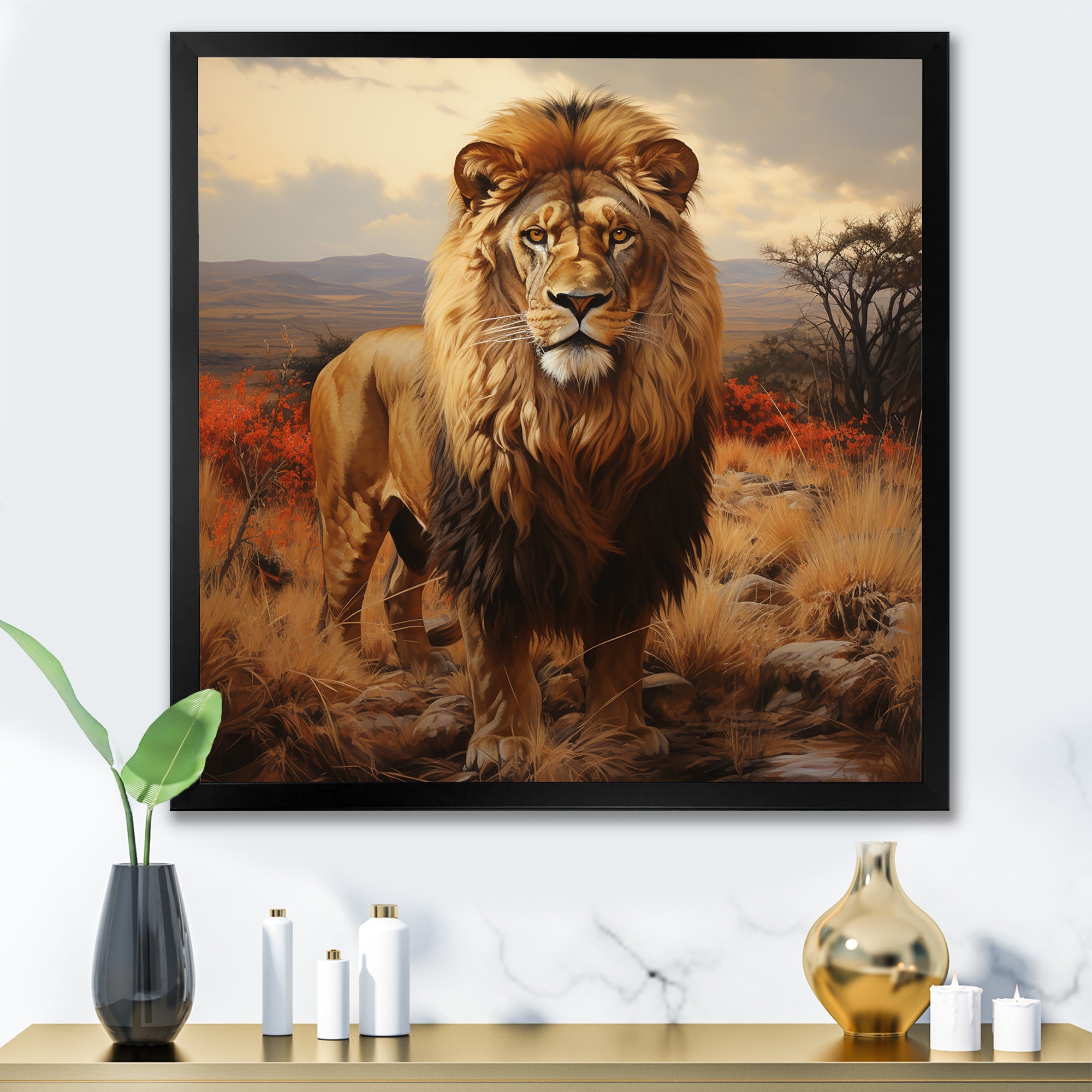 Lions Savannah horizon - Lion Canvas Wall Art