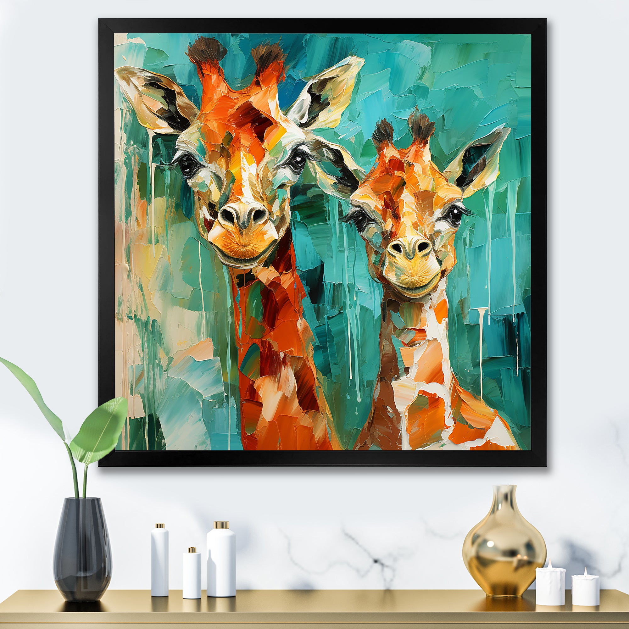 Majestic Giraffe Melody - Orange Giraffe Wall Art