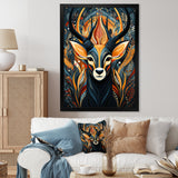 Orange and green African Deer spirit - Deer Framed Canvas Art