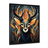 Orange and green African Deer spirit - Deer Framed Canvas Art