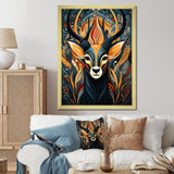 Orange and green African Deer spirit - Deer Framed Canvas Art