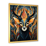 Orange and green African Deer spirit - Deer Framed Canvas Art