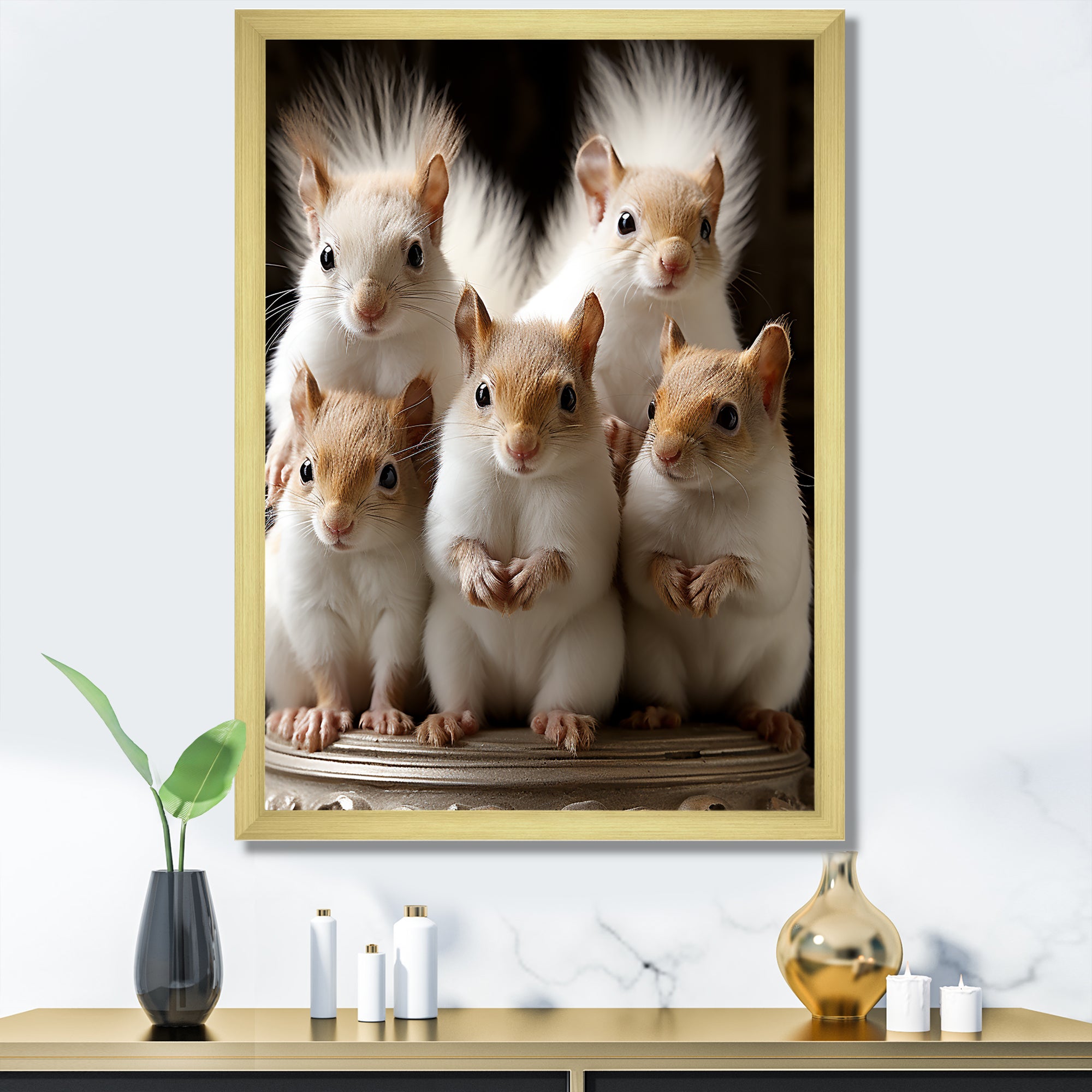 Charming Squirrel Gathering - Squirrel Living Room Wall Art