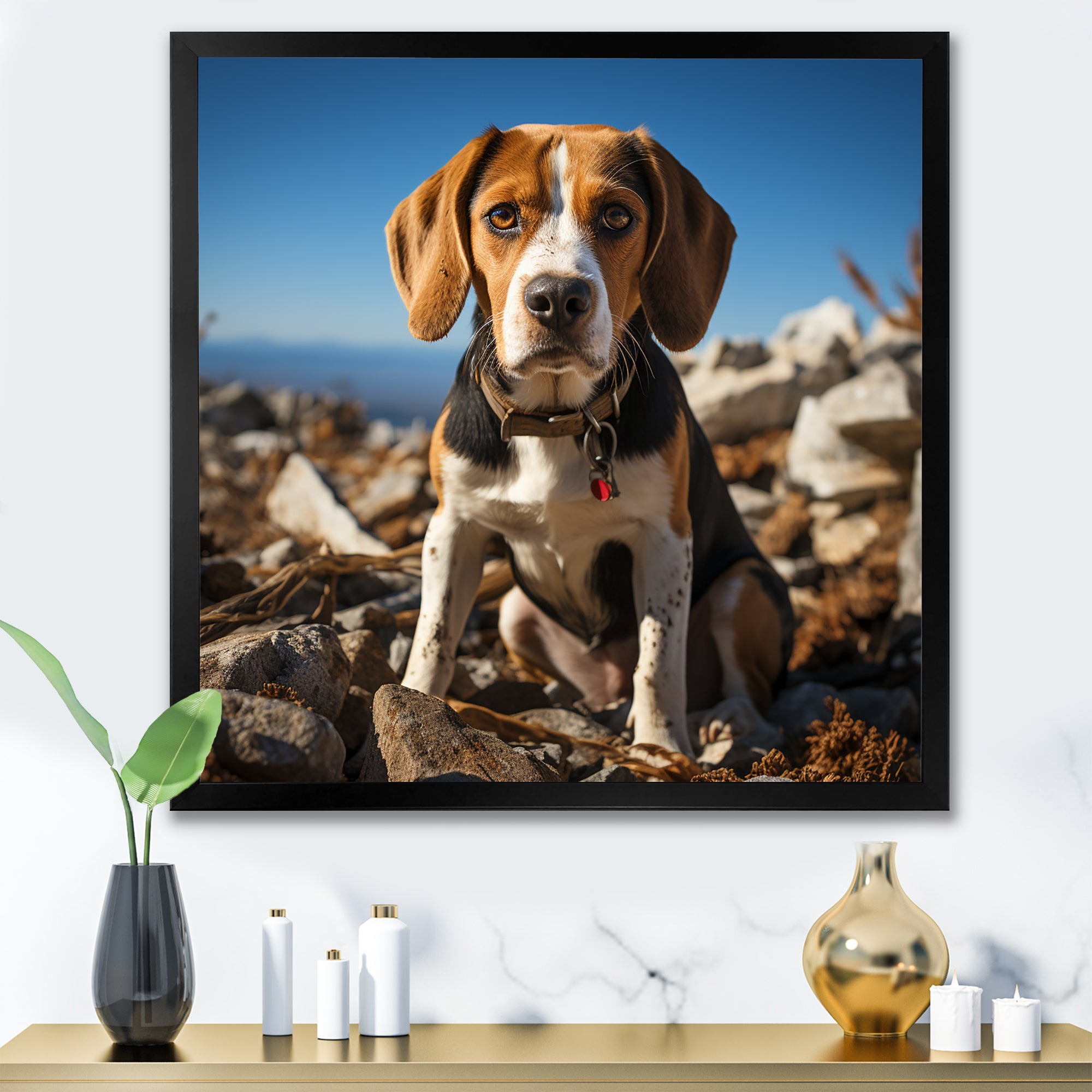 Rescue beagle dog in rocky - Dog Beagle Living Room Wall Art