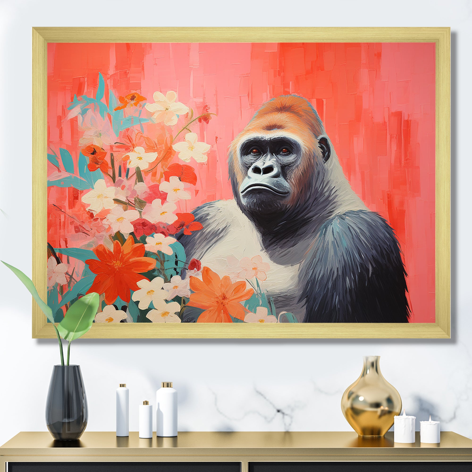 Vibrant Gorilla blooms - Gorilla Wall Art Prints