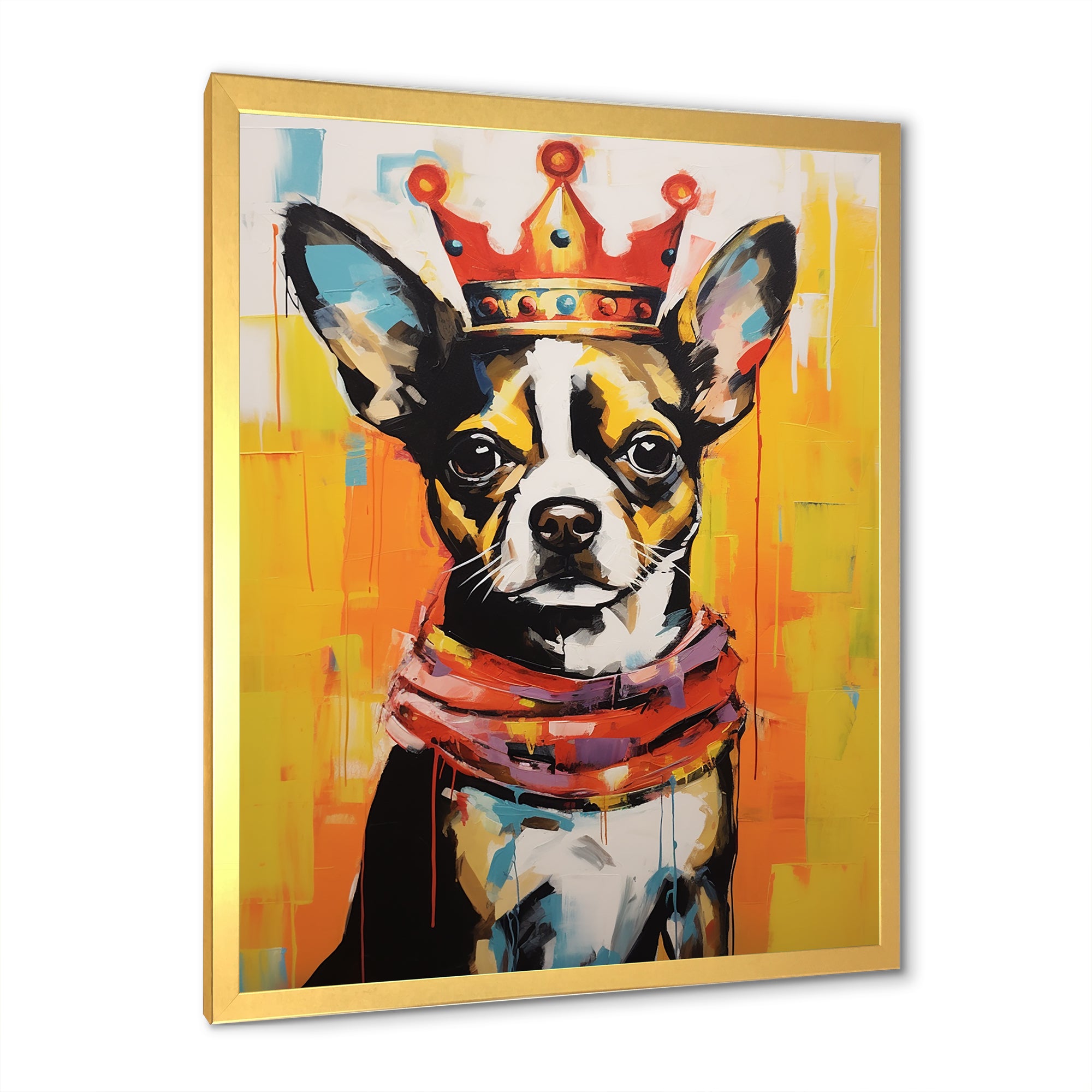 Royal Boston terrier dog - Red Dog Wall Art