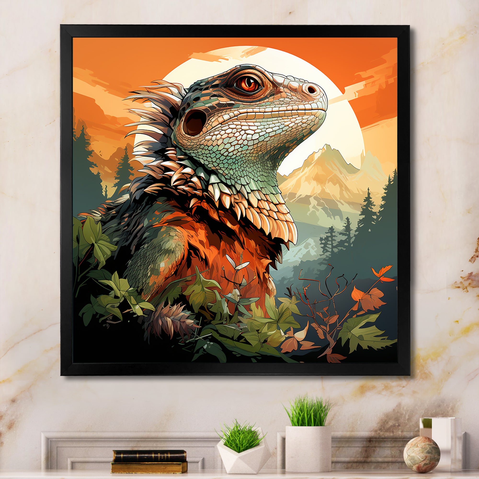 Forest Frolic Lizard - Gray Lizard Wall Art