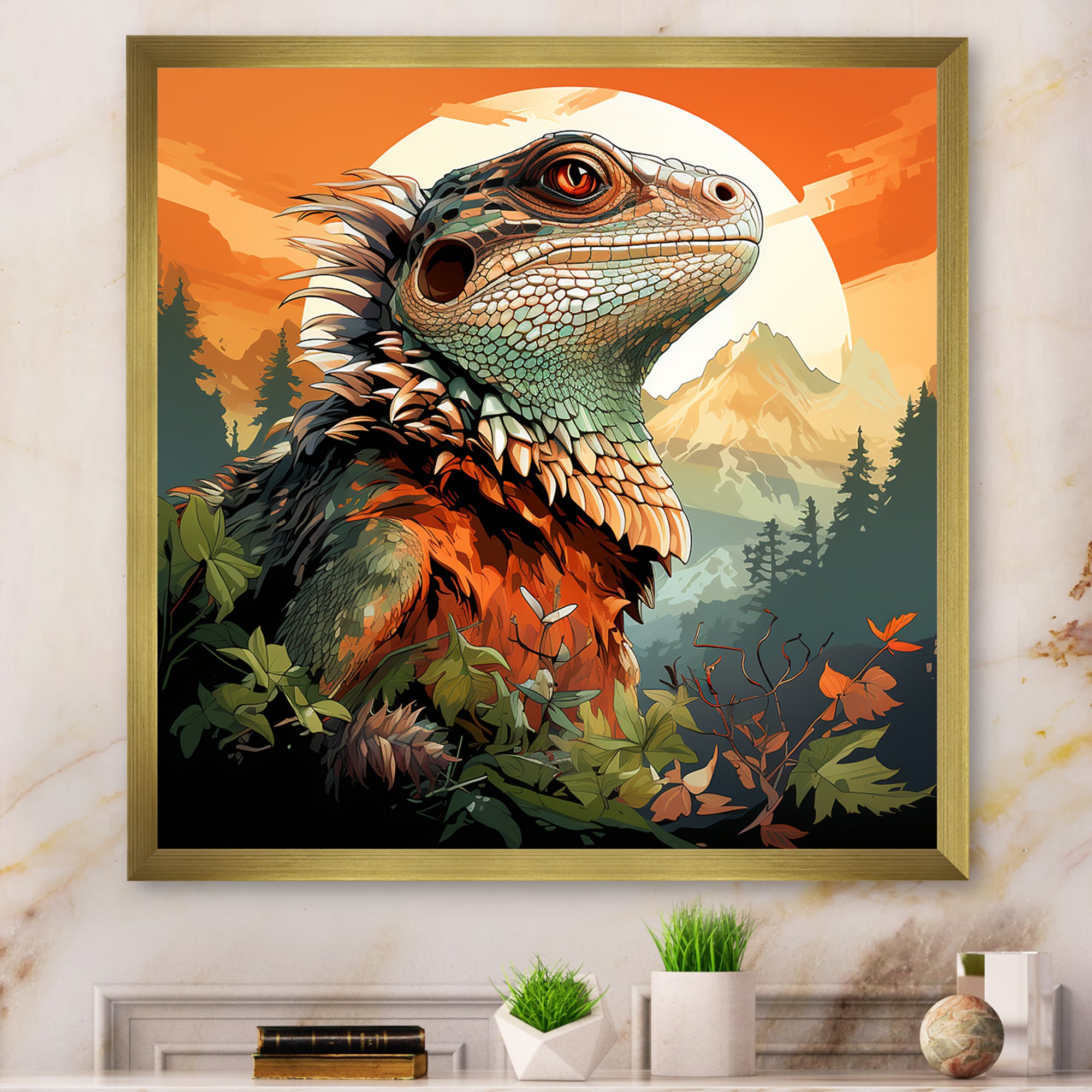 Forest Frolic Lizard - Gray Lizard Wall Art