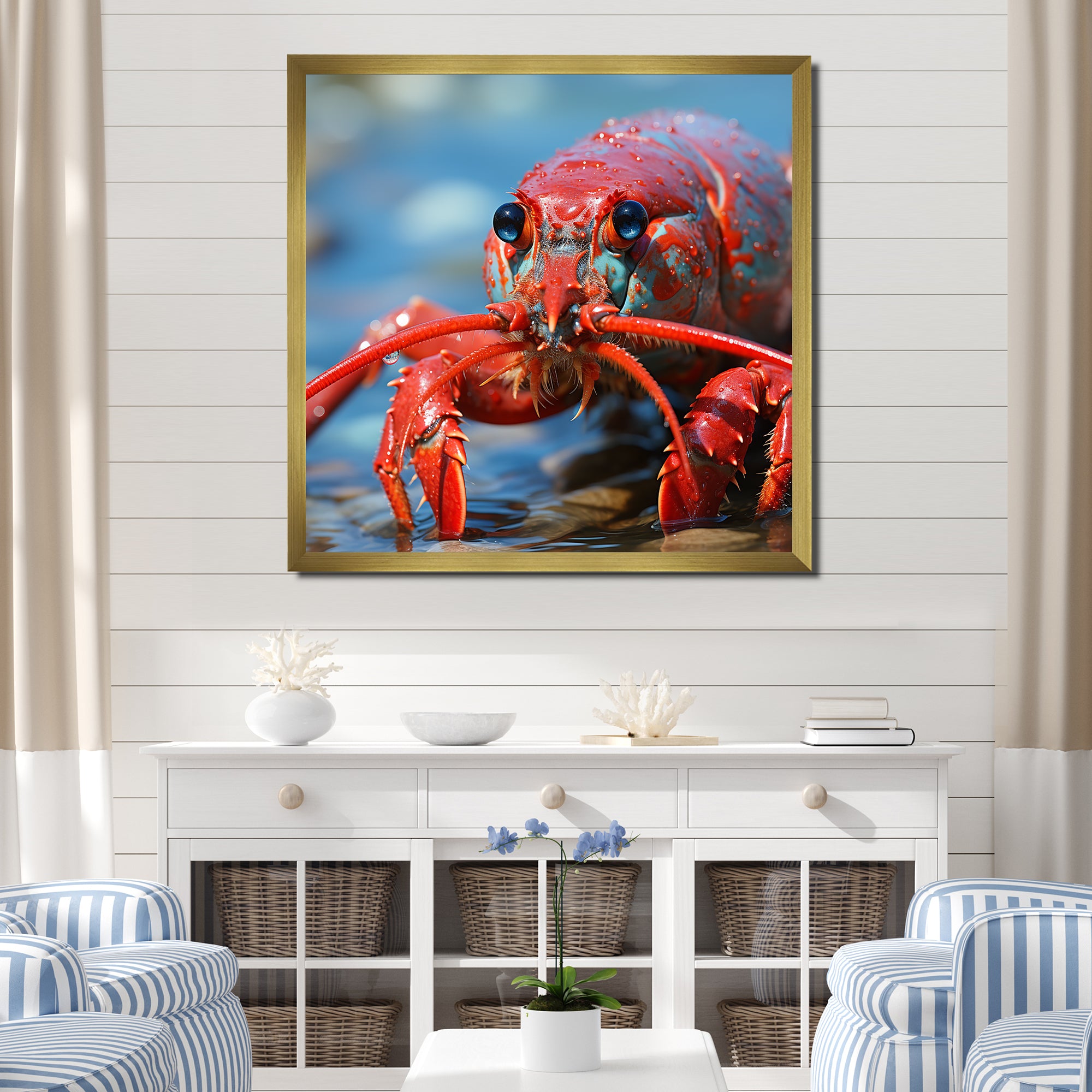 Coastal Crawler Portrait of a Lobster - Lobster Home Decor Art