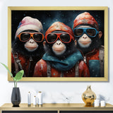 Popart Monkeys at the North Pole - Red Monkey Wall Art