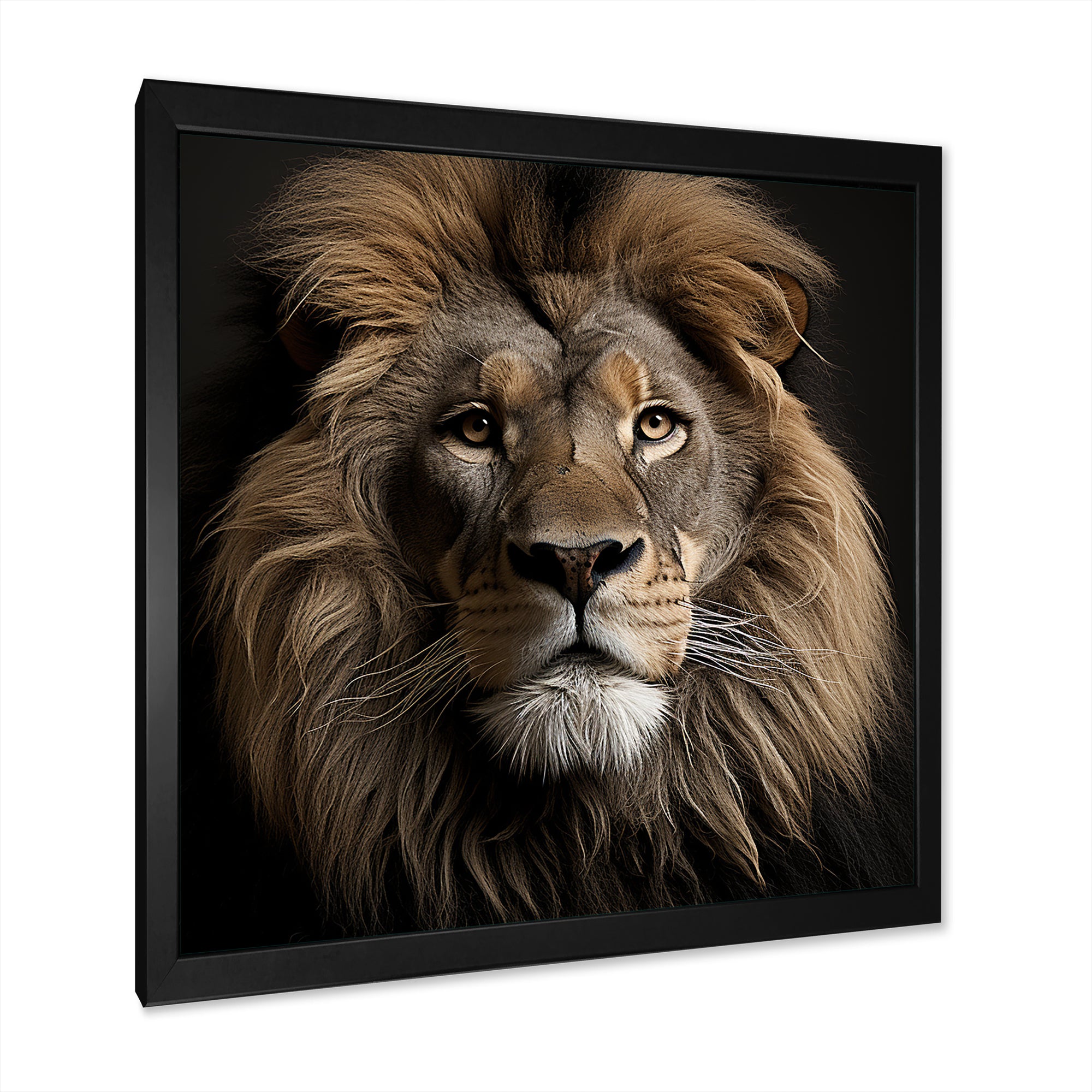 Dark Majestic Lion portrait - Lion Large Canvas Wall Art