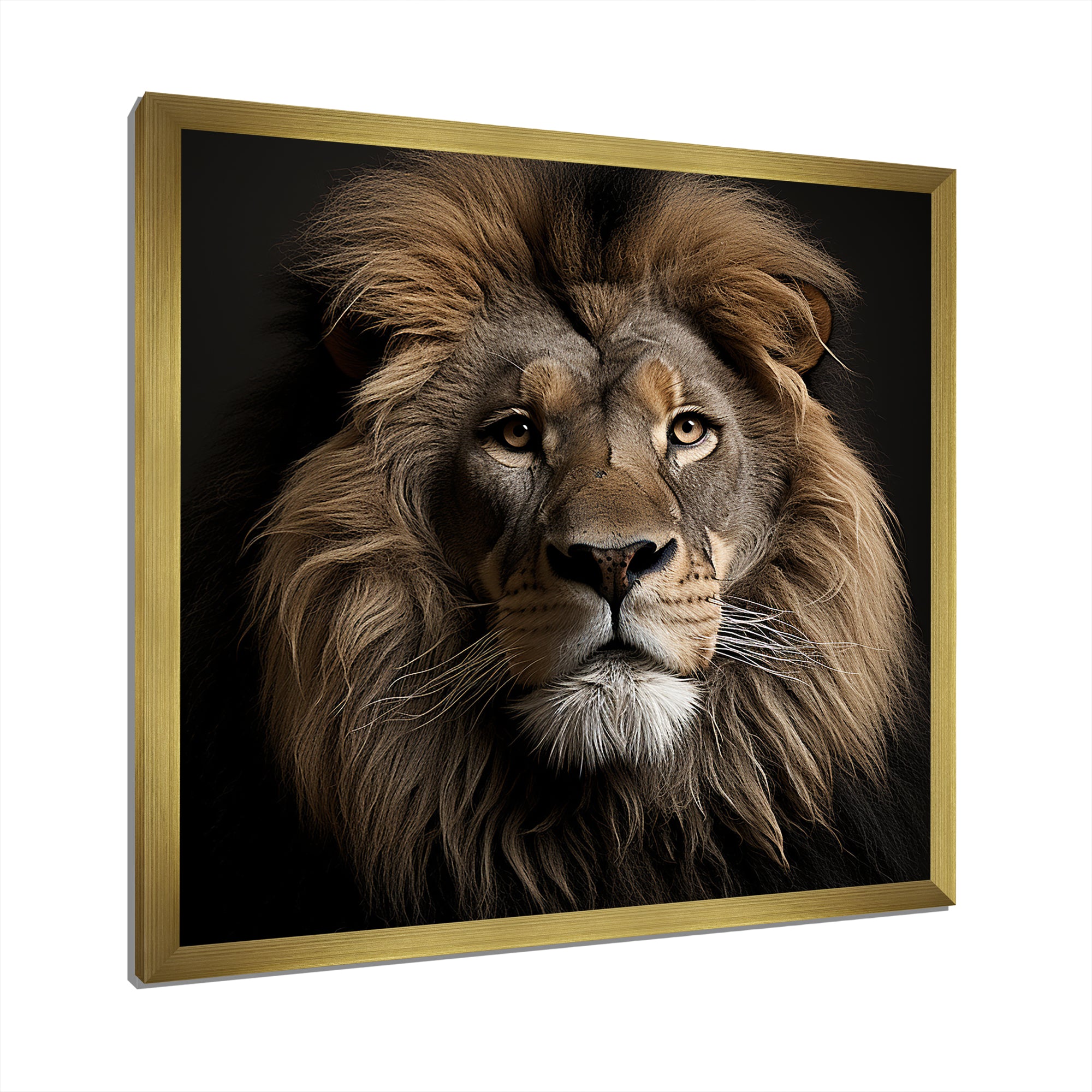 Dark Majestic Lion portrait - Lion Large Canvas Wall Art