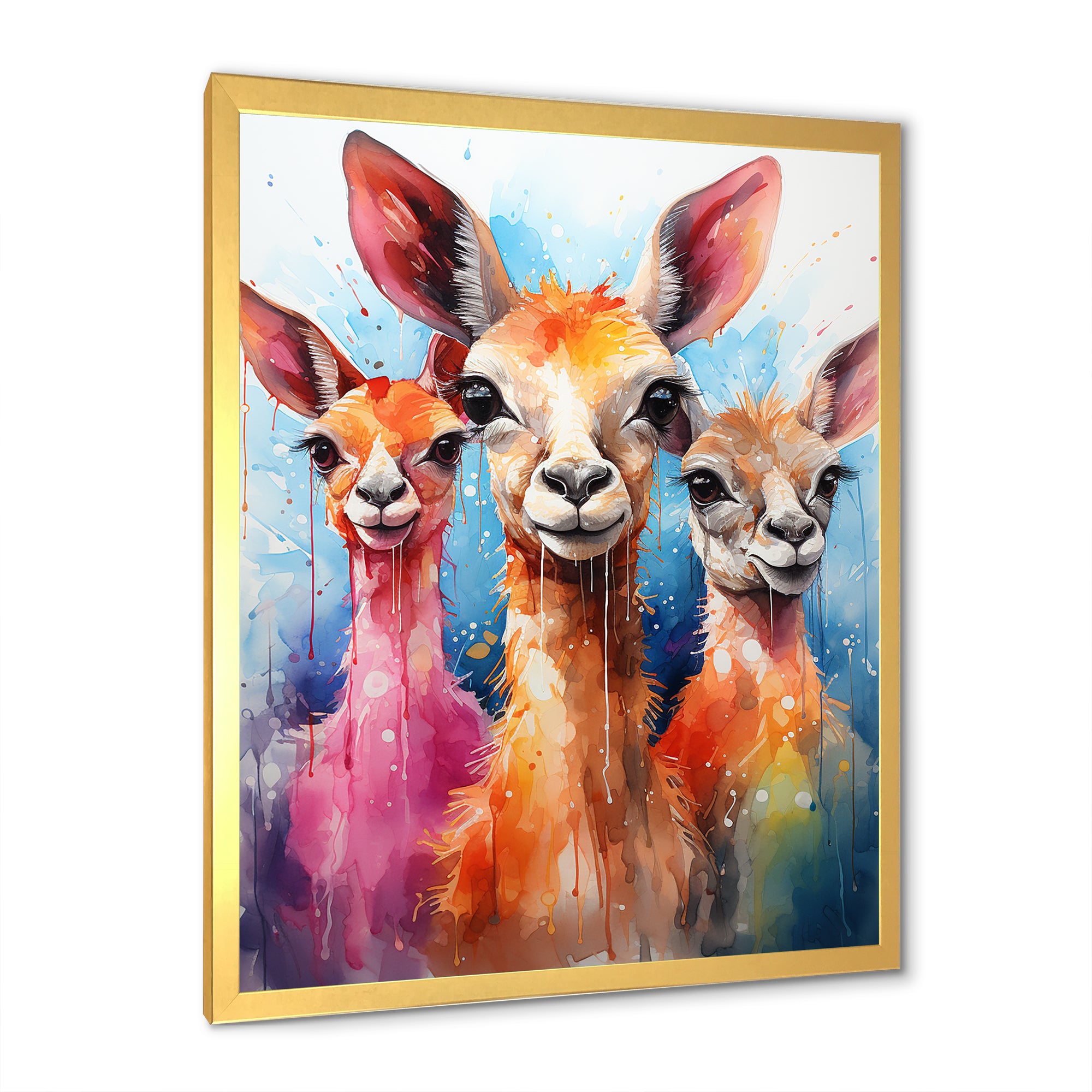 Curious portrait of Llama friends - Llama Large Canvas Wall Art