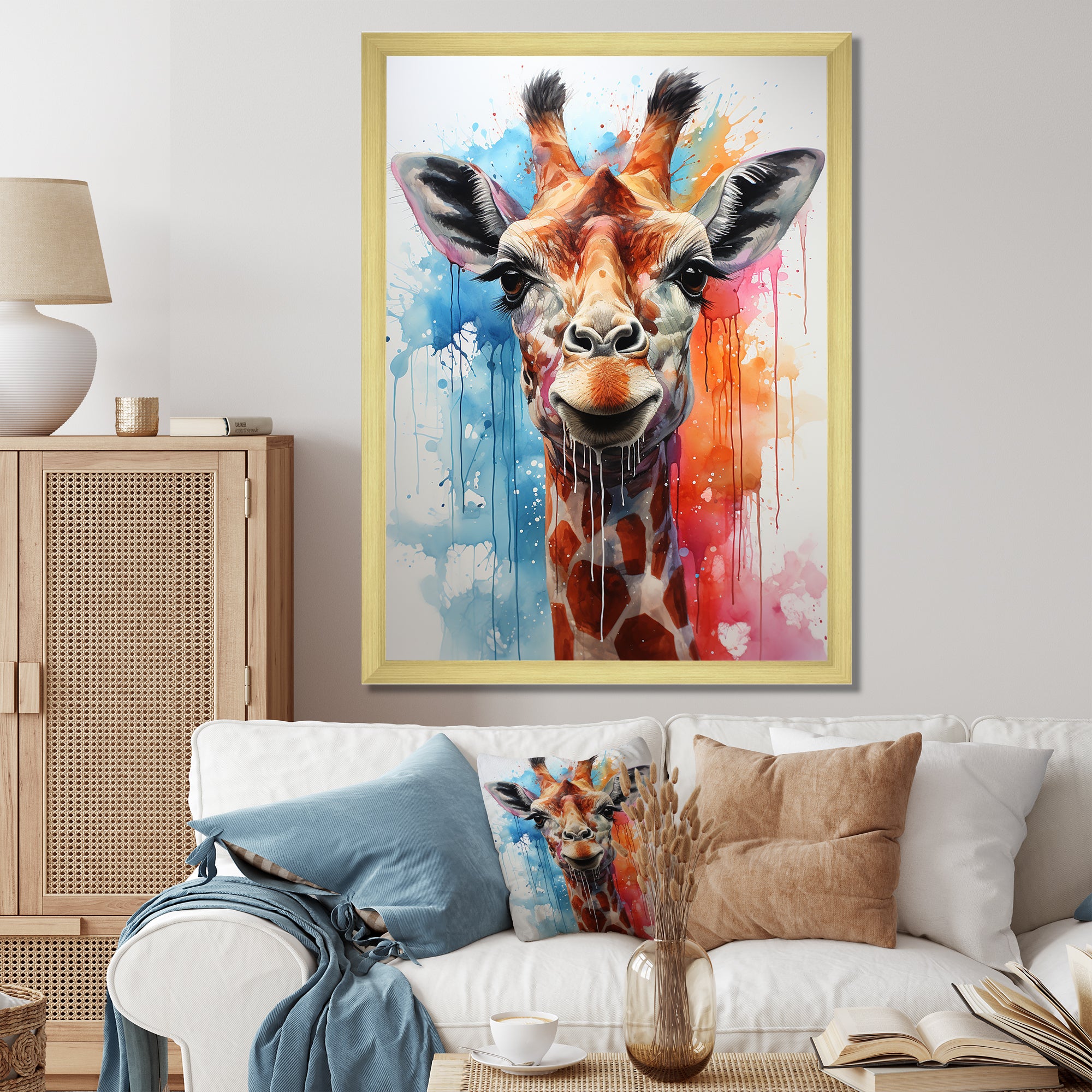 Popart Giraffe portrait - Giraffe Bedroom Wall Art