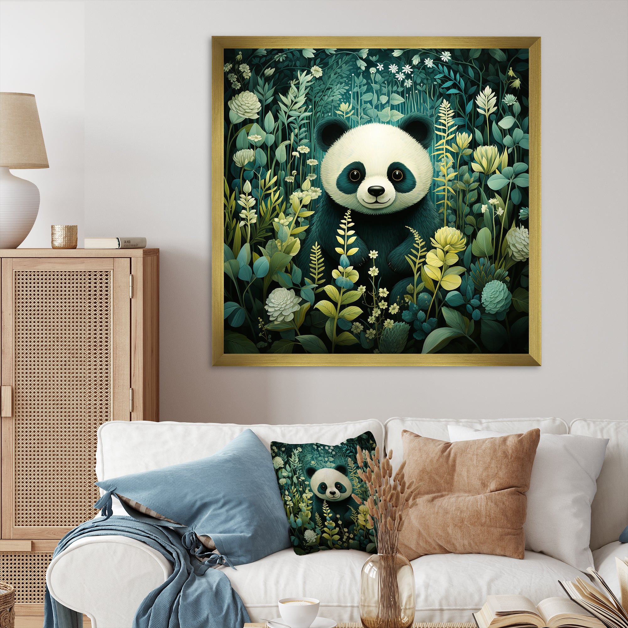 Cute panda children art - White Panda Wall Art