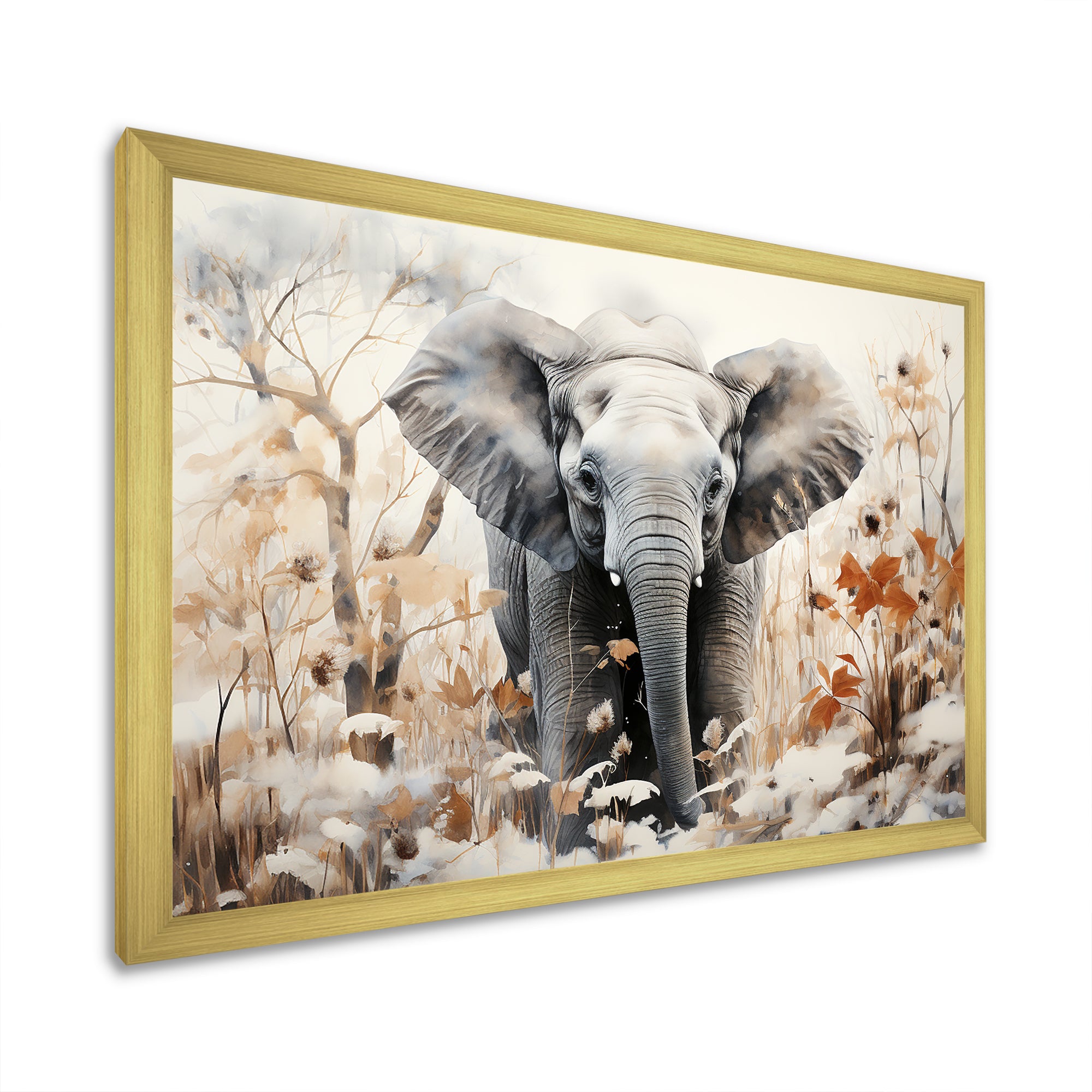 Elephants Bamboo Wonderland - Elephant Large Canvas Wall Art