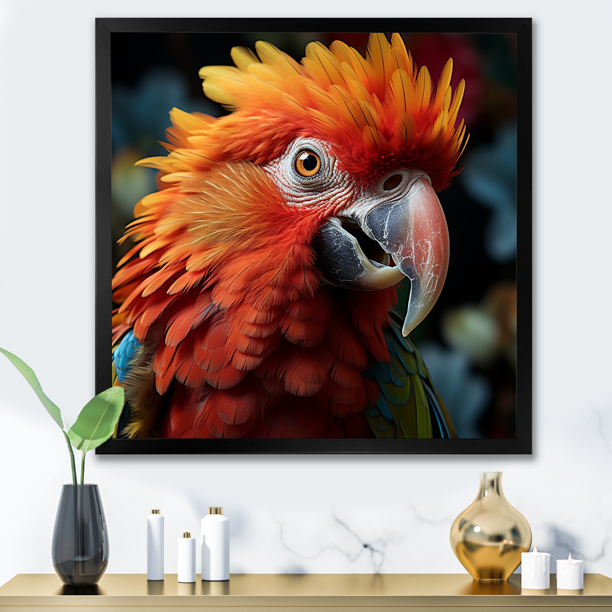 Orange Parrot portrait photo - Parrot Wall Art Prints