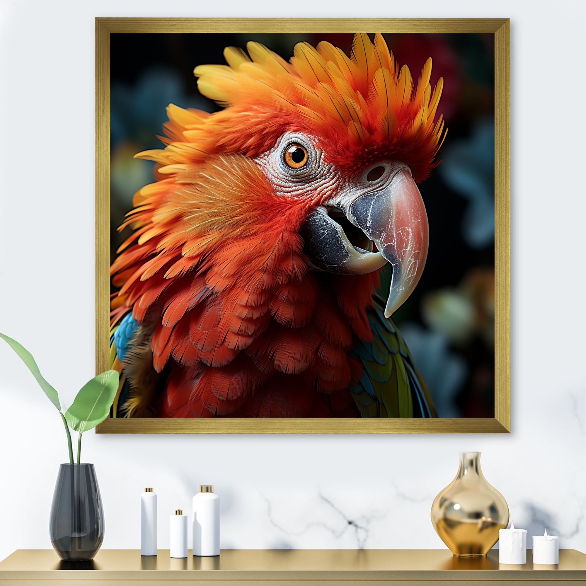 Orange Parrot portrait photo - Parrot Wall Art Prints