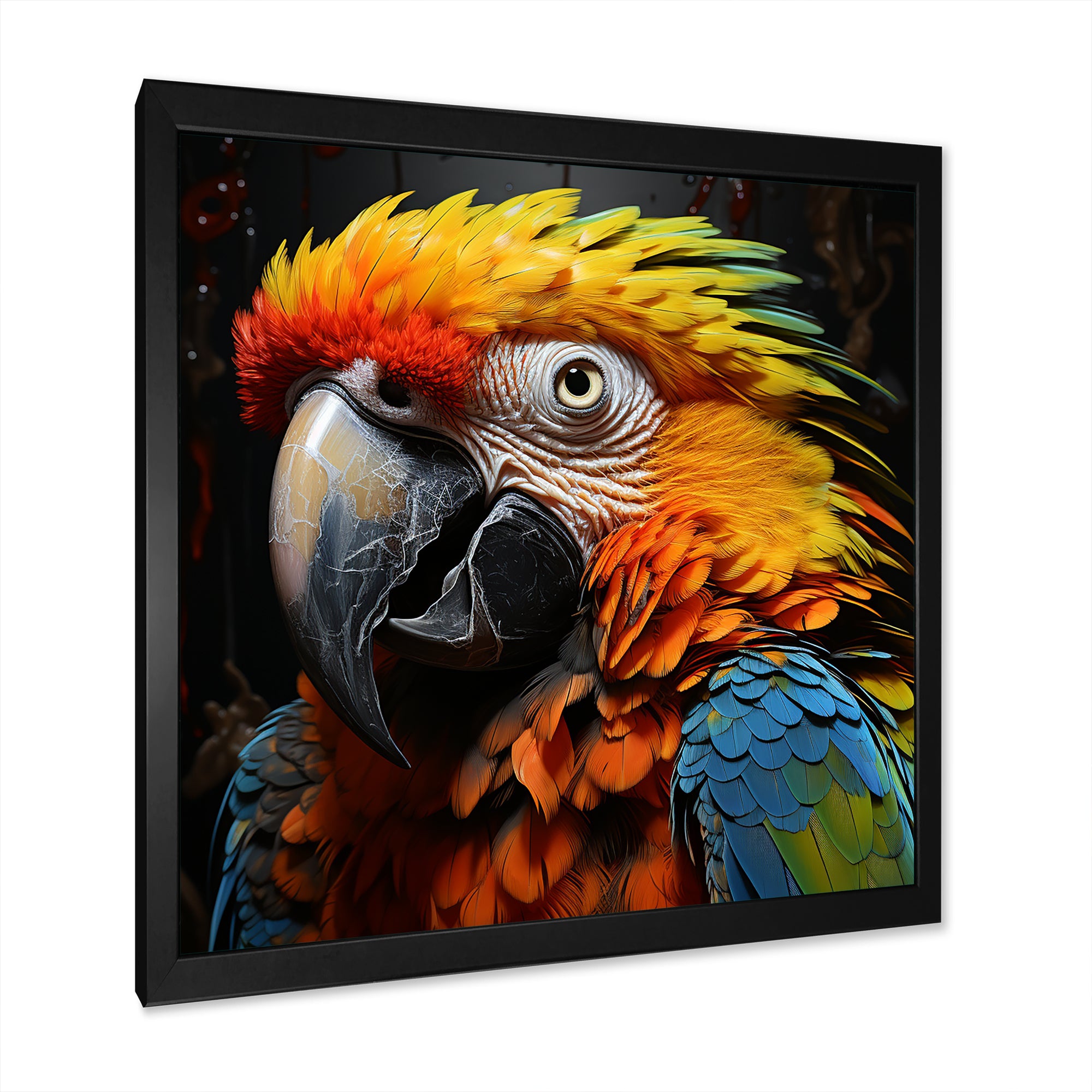 Yellow and blue Parrot portrait photo - Yellow Parrot Wall Art