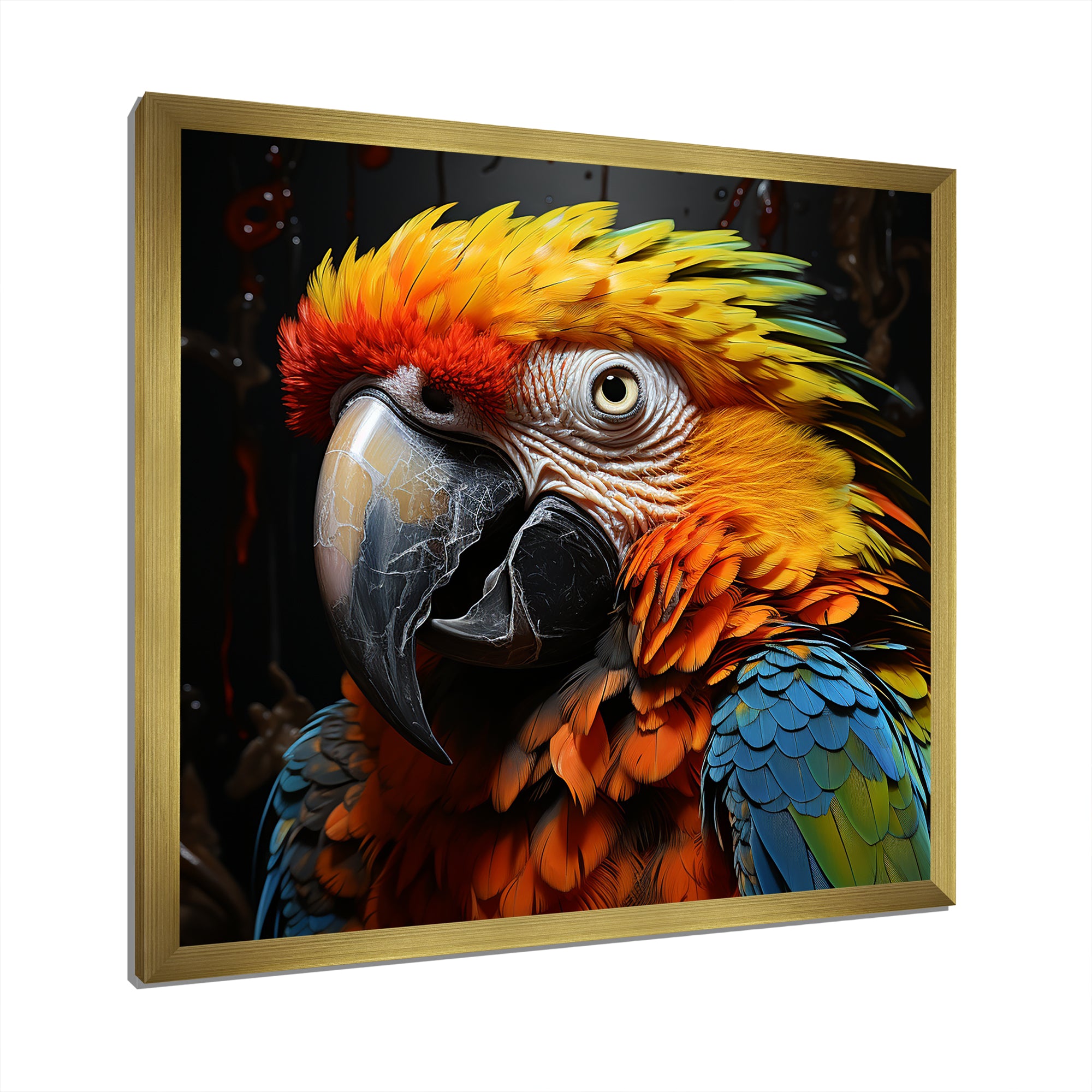 Yellow and blue Parrot portrait photo - Yellow Parrot Wall Art