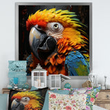 Yellow and blue Parrot portrait photo - Yellow Parrot Wall Art