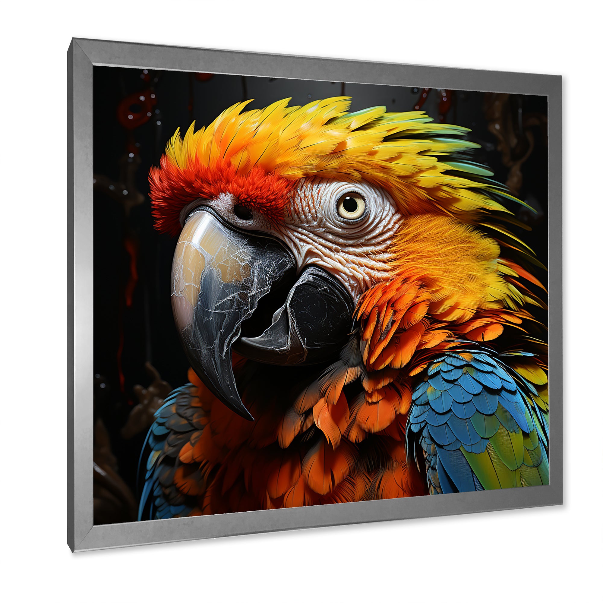 Yellow and blue Parrot portrait photo - Yellow Parrot Wall Art