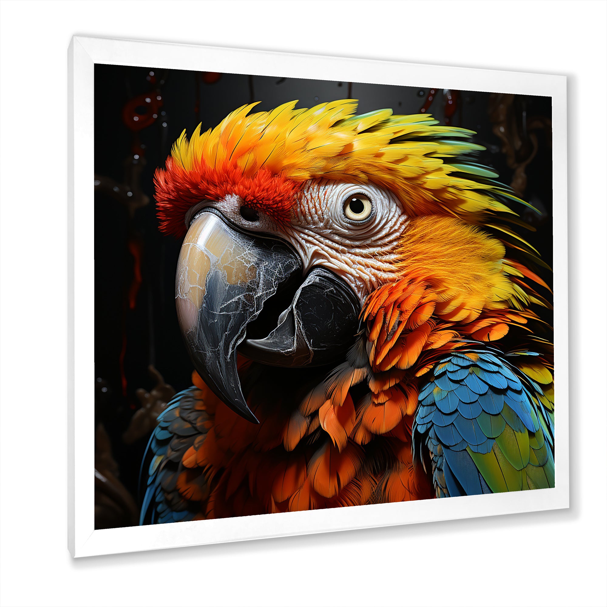Yellow and blue Parrot portrait photo - Yellow Parrot Wall Art
