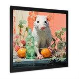 Pink curious rat fruits - Mouse Canvas Wall Art