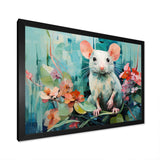 Green curious rat blooms - Mouse Wall Decor