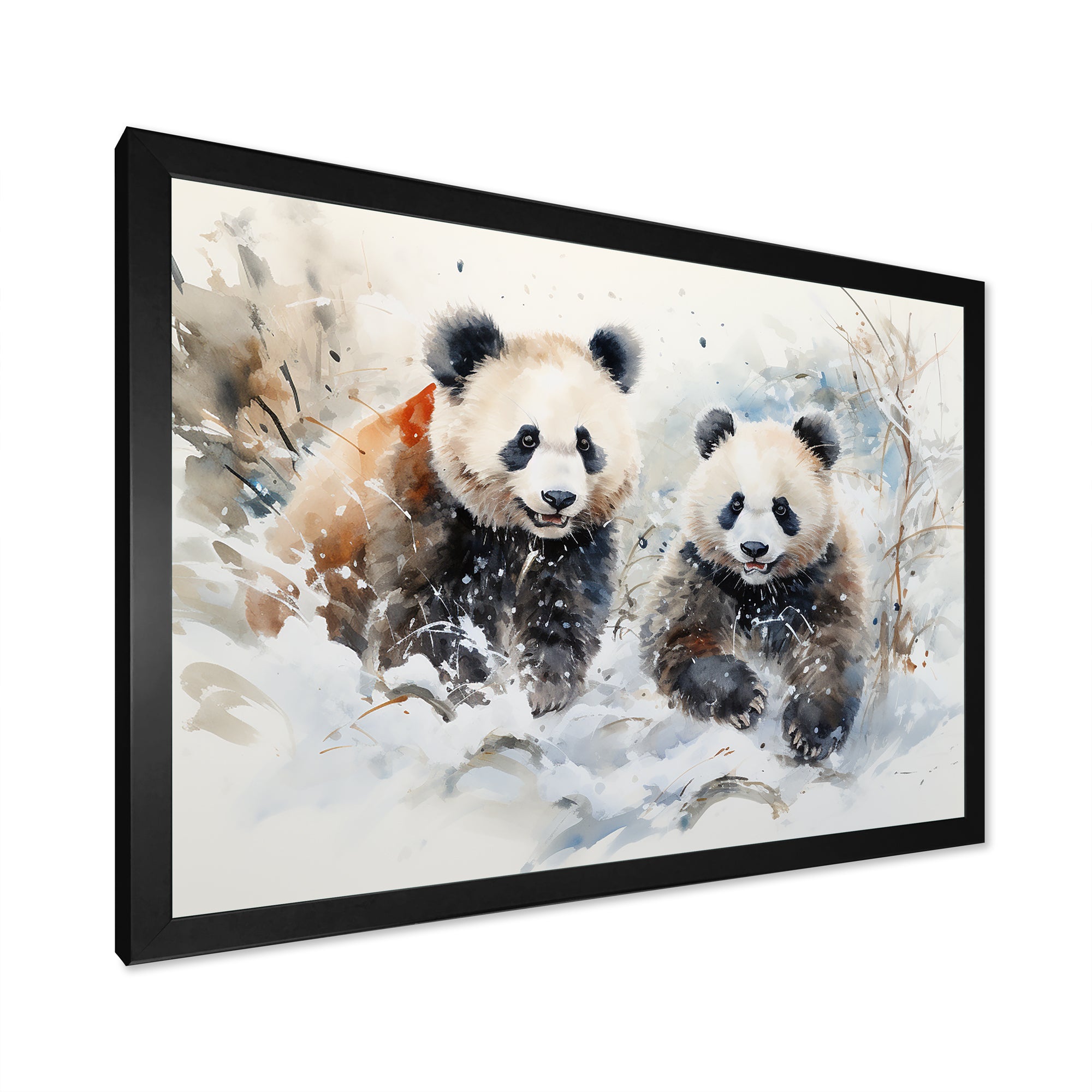 Panda playing in winter landscape - Bear Bedroom Wall Art