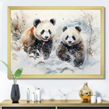 Panda playing in winter landscape - Bear Bedroom Wall Art