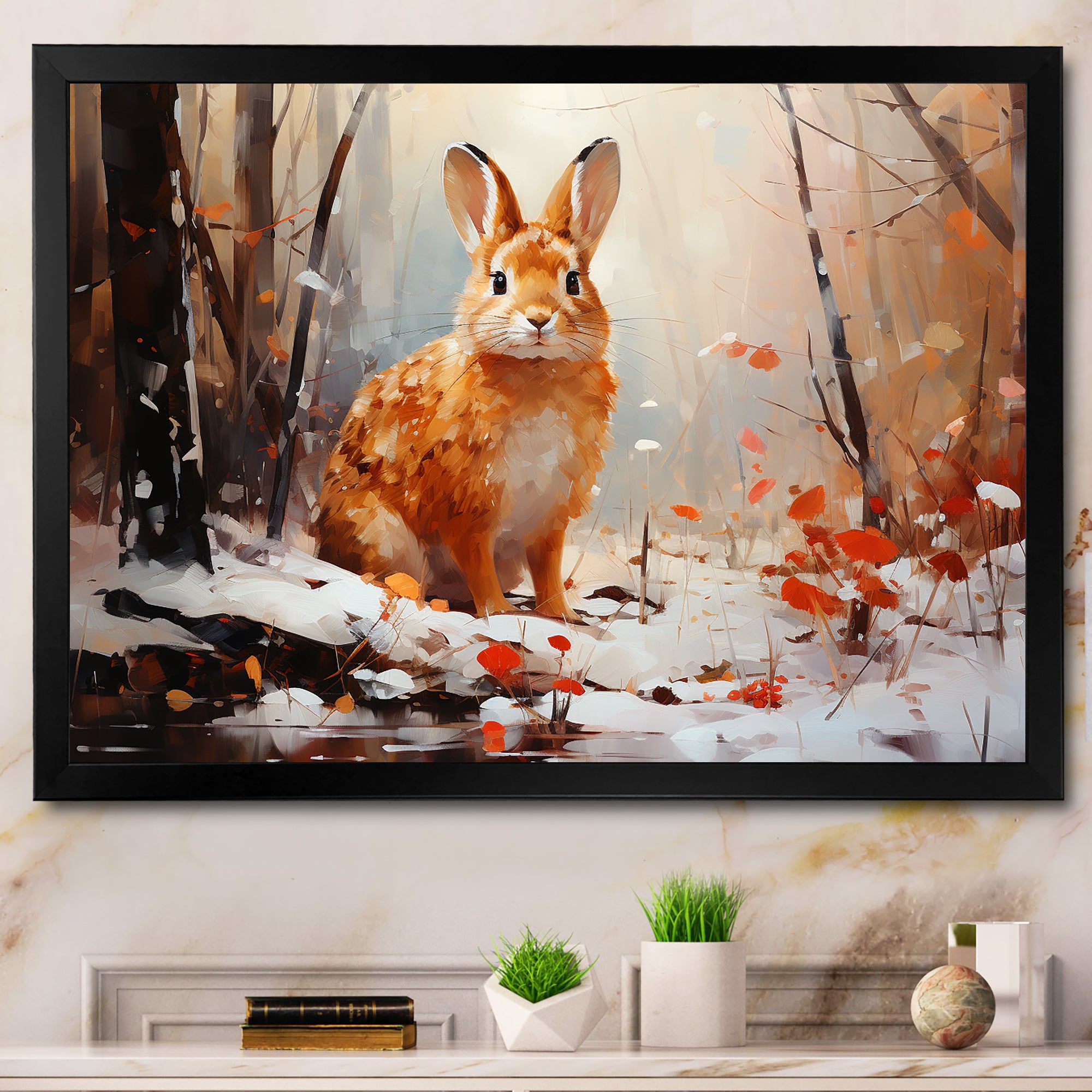 Frosty Rabbit winter Solitude - Rabbit Canvas Wall Art
