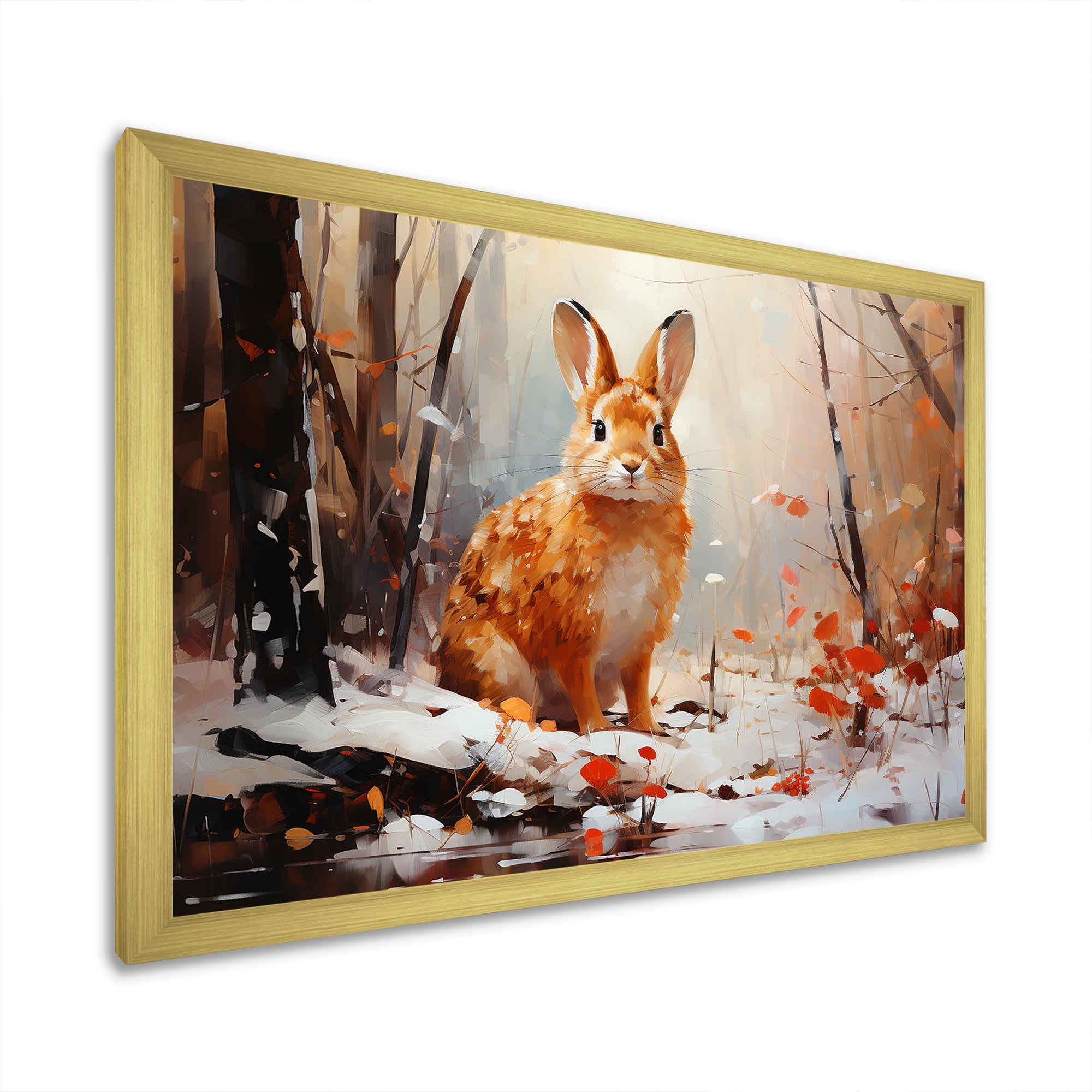 Frosty Rabbit winter Solitude - Rabbit Canvas Wall Art
