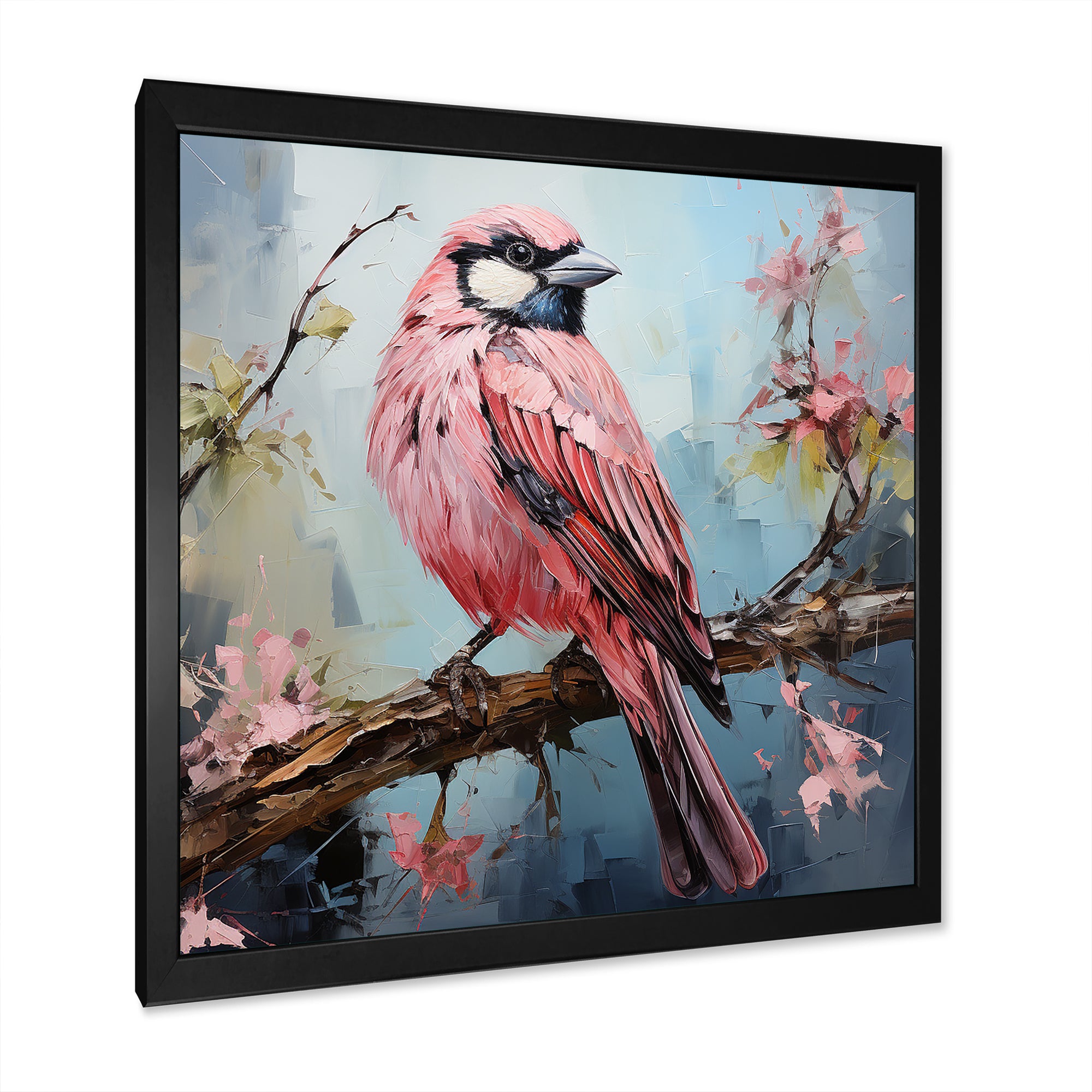 Blue and pink bird floral tree Harmony - Bird Wall Decor