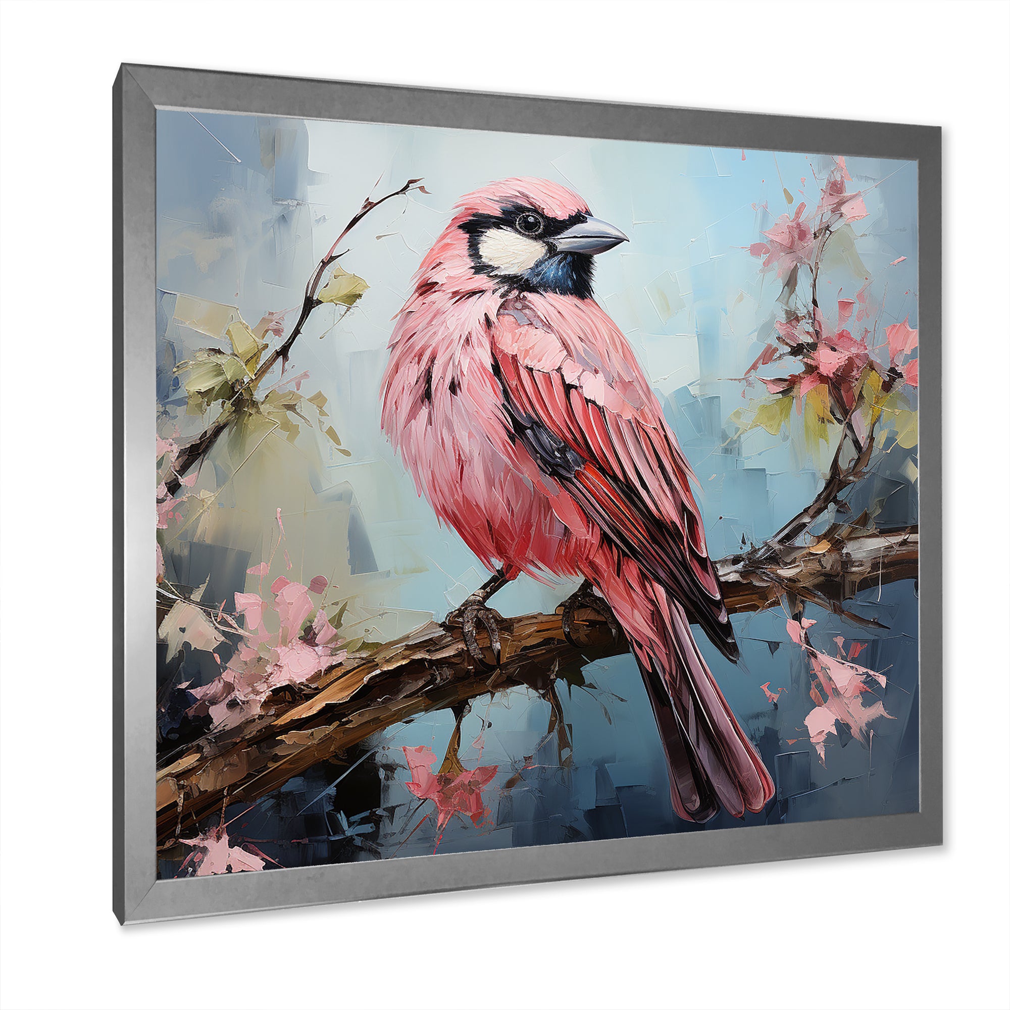 Blue and pink bird floral tree Harmony - Bird Wall Decor