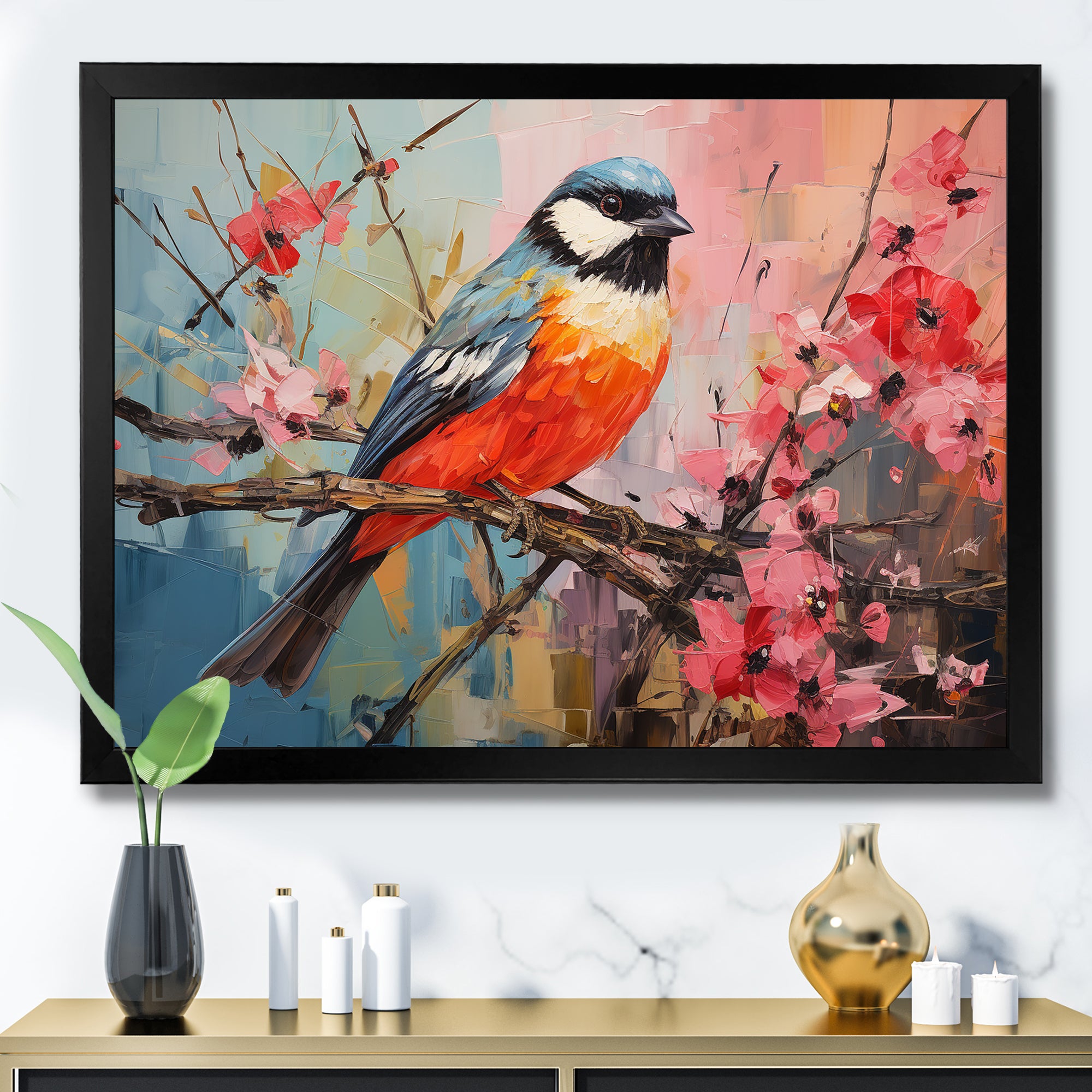 Blue bird floral tree harmony - Blue Bird Wall Art