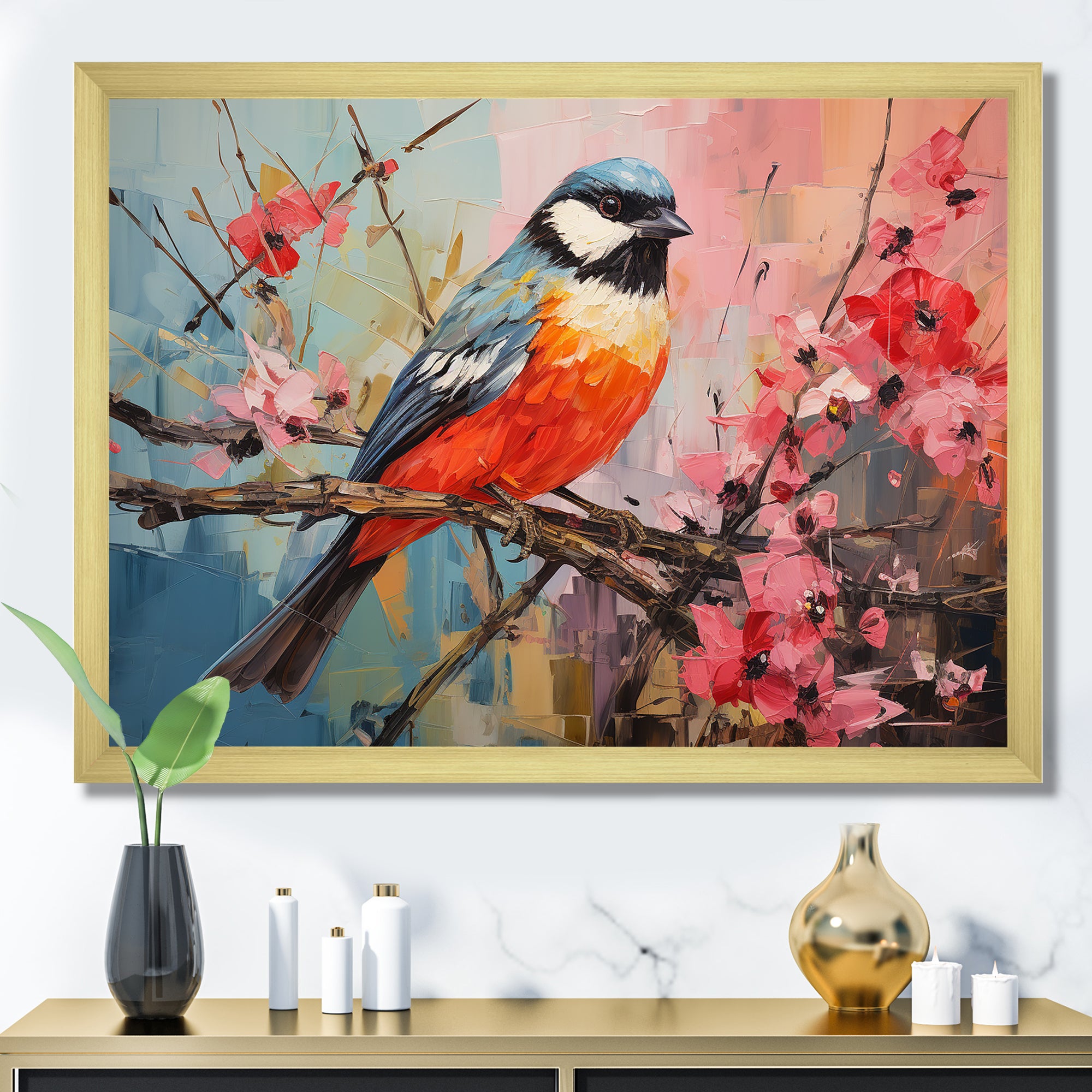 Blue bird floral tree harmony - Blue Bird Wall Art