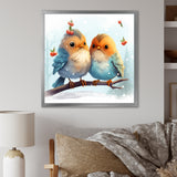 Blue and yellow Bird Buddies Winter Adventure - Bird Canvas Wall Art