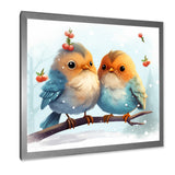 Blue and yellow Bird Buddies Winter Adventure - Bird Canvas Wall Art
