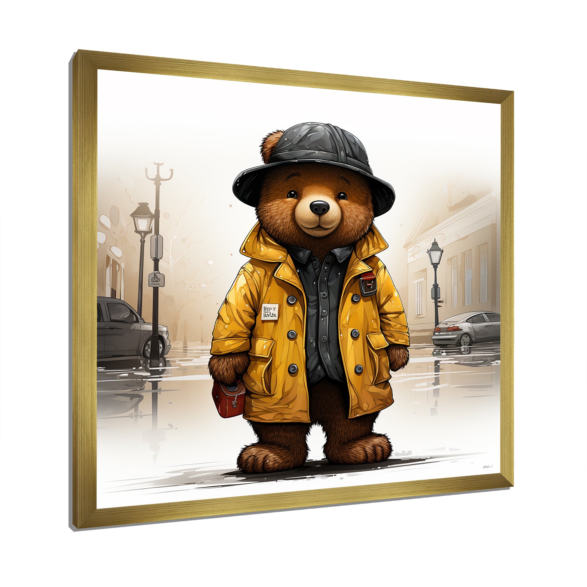 Yellow nursery teddy bear adventures - Nursery Teddy Bear Wall Art Prints