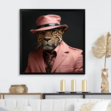 Pink suited up cheetah - Cheetah Fashion Home Decor Art