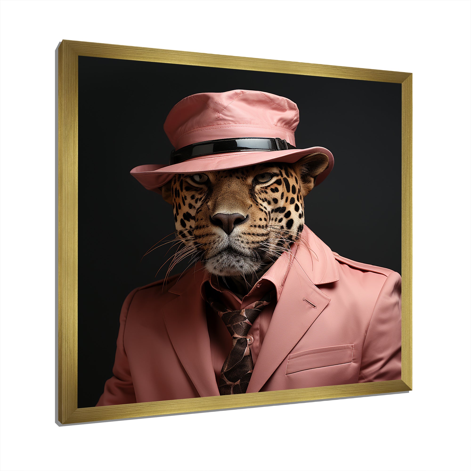 Pink suited up cheetah - Cheetah Fashion Home Decor Art