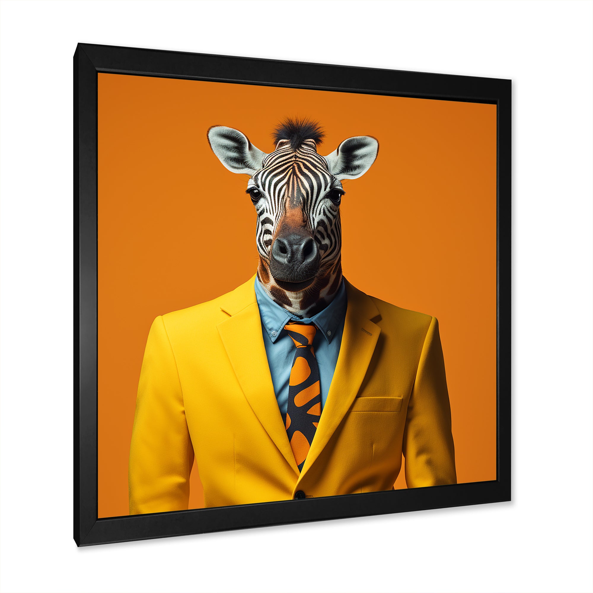Yellow and orange suited up zebra - Zebra Fashion Bedroom Wall Art